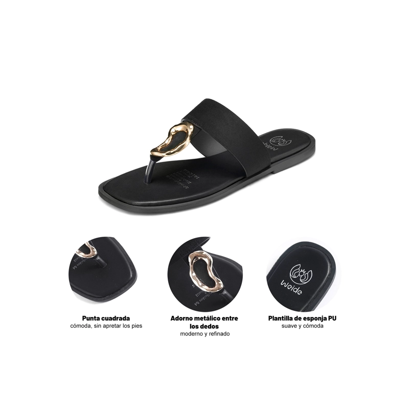 SANDALIA TIPO CHALA PU TEXTIL MUJER PLANO WEIDE HY23 - 6