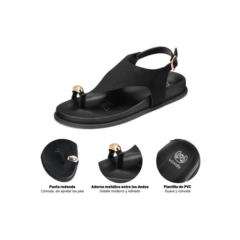 SANDALIAS PU TEXTIL MUJER PLANO WEIDE HY20 - 6