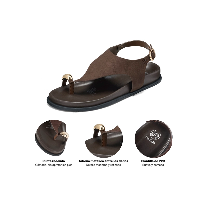 SANDALIAS PU TEXTIL MUJER PLANO WEIDE HY20 - 6
