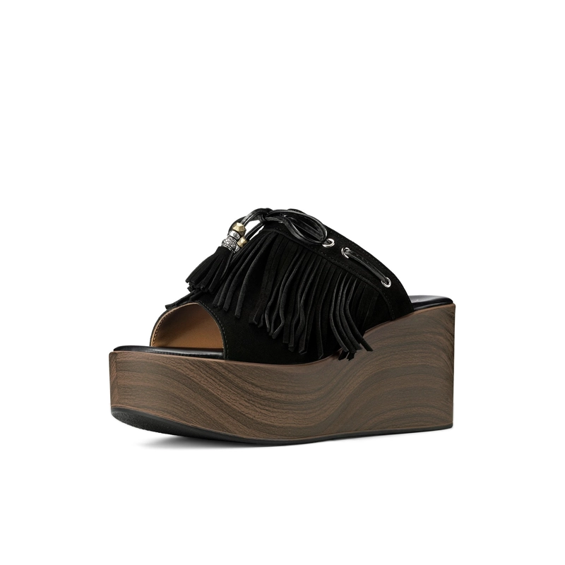 SANDALIA TIPO CHALA PU TEXTIL MUJER TACO CUÑA WEIDE YQ03 - 2