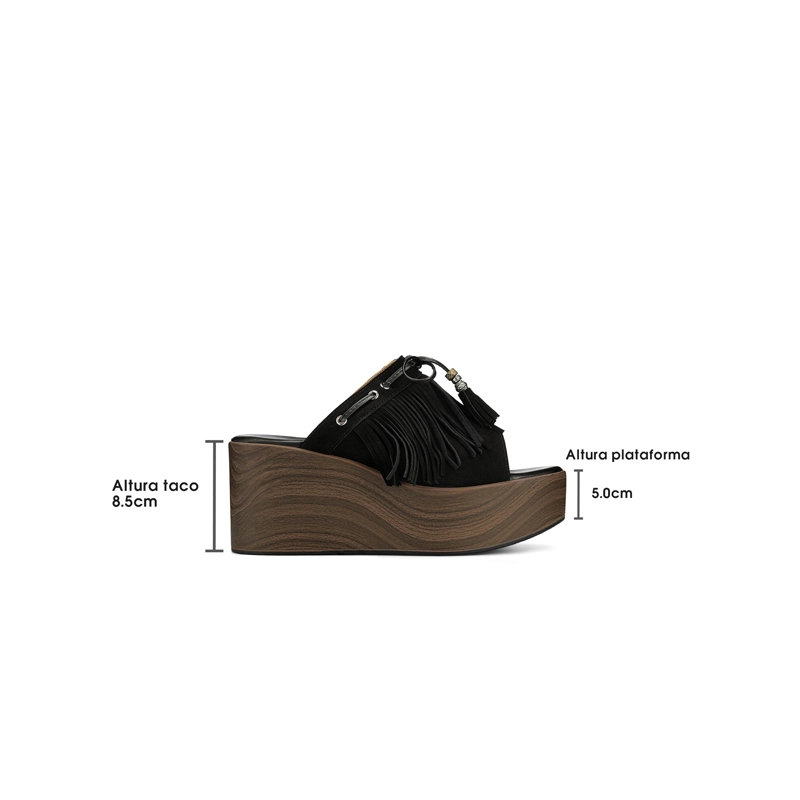 SANDALIA TIPO CHALA PU TEXTIL MUJER TACO CUÑA WEIDE YQ03 - 4