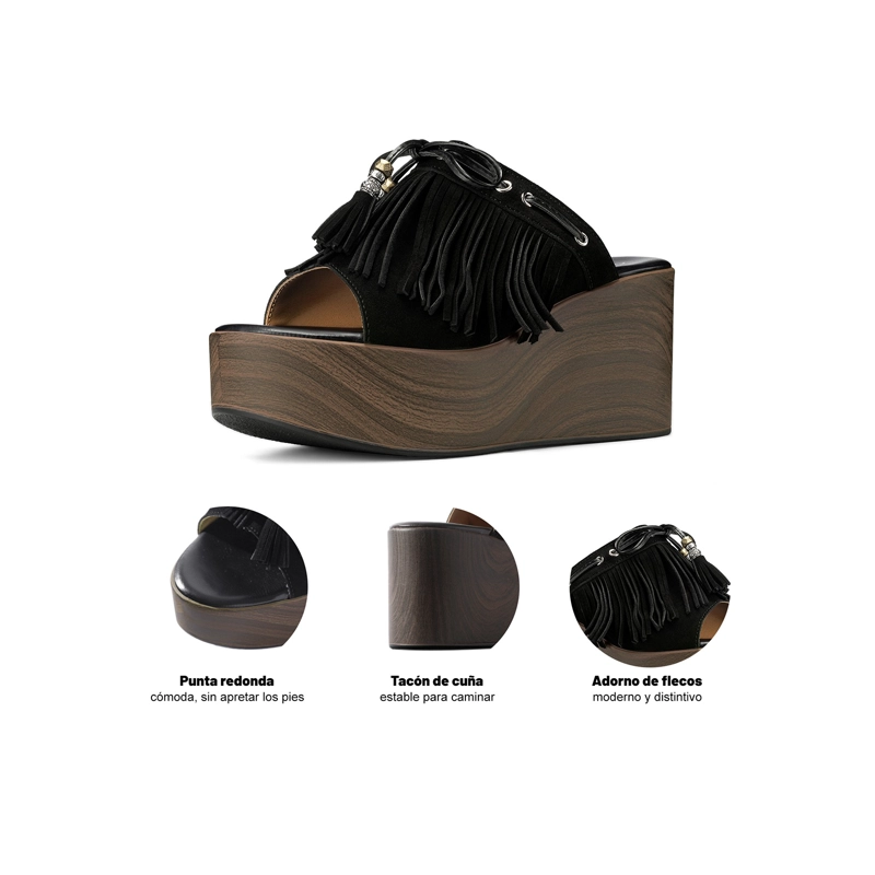 SANDALIA TIPO CHALA PU TEXTIL MUJER TACO CUÑA WEIDE YQ03 - 6