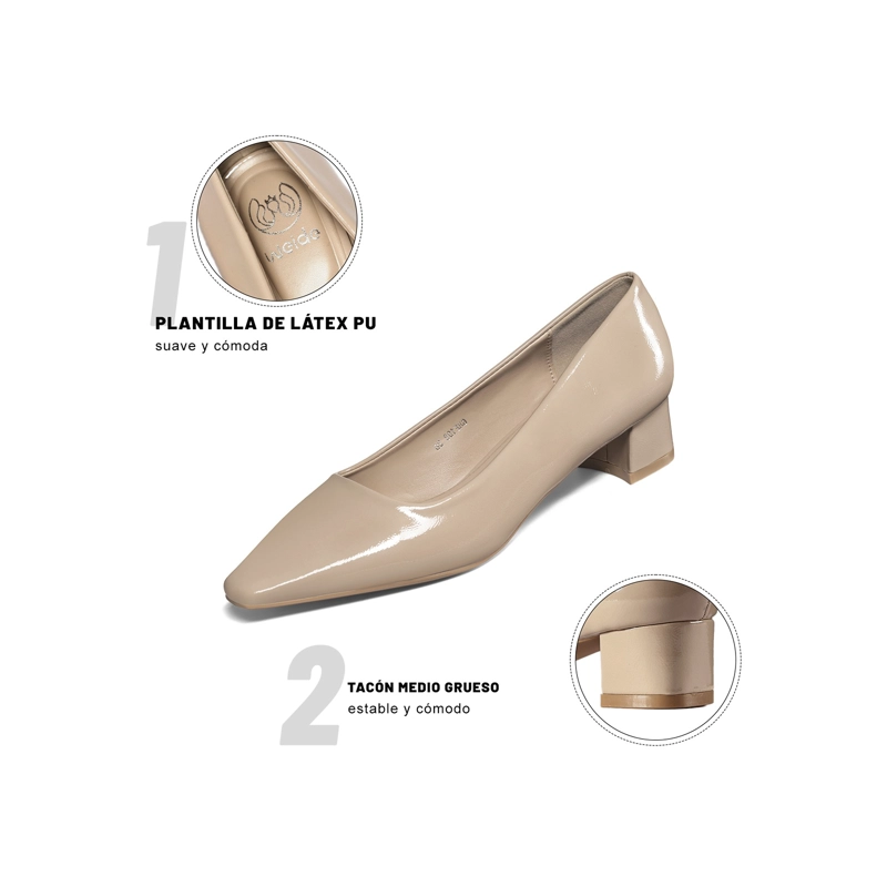 ZAPATOS TACO PU ACHAROLADO MUJER CUADRADO WEIDE GHE108 - 6