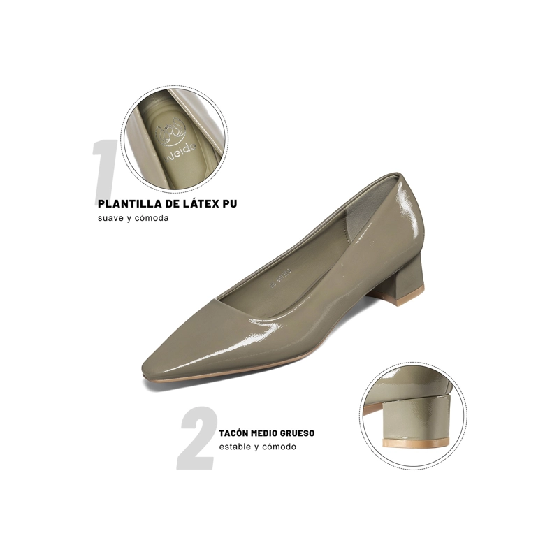 ZAPATOS TACO PU ACHAROLADO MUJER CUADRADO WEIDE GHE108 - 6