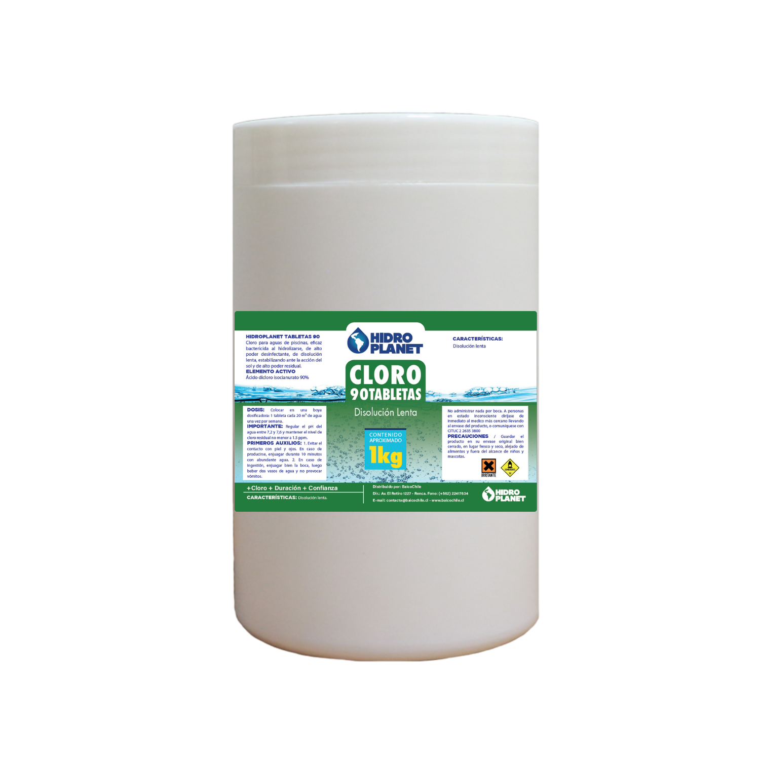 CLORO TABLETA PARA PISCINA, POTE 1KG - 1