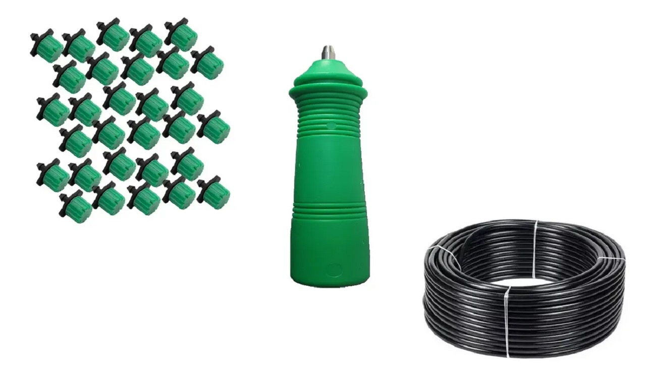 CAÑERIA PLANSA 1/2 100MTS + PERFORADOR 3MM + GOTERO V 100UN - 1