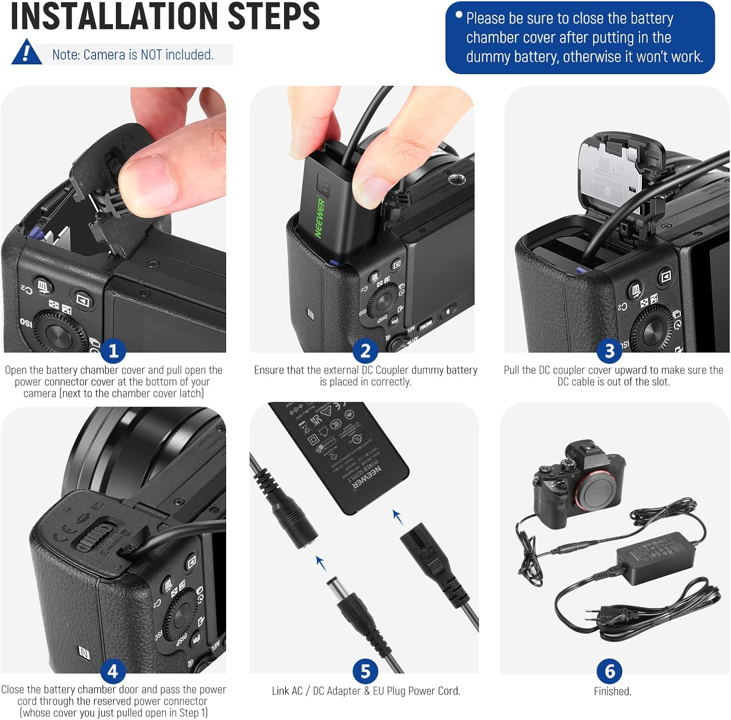 ADAPTADOR NEEWER AC-PW20 CON ACOPLADOR CC PARA SONY - 6