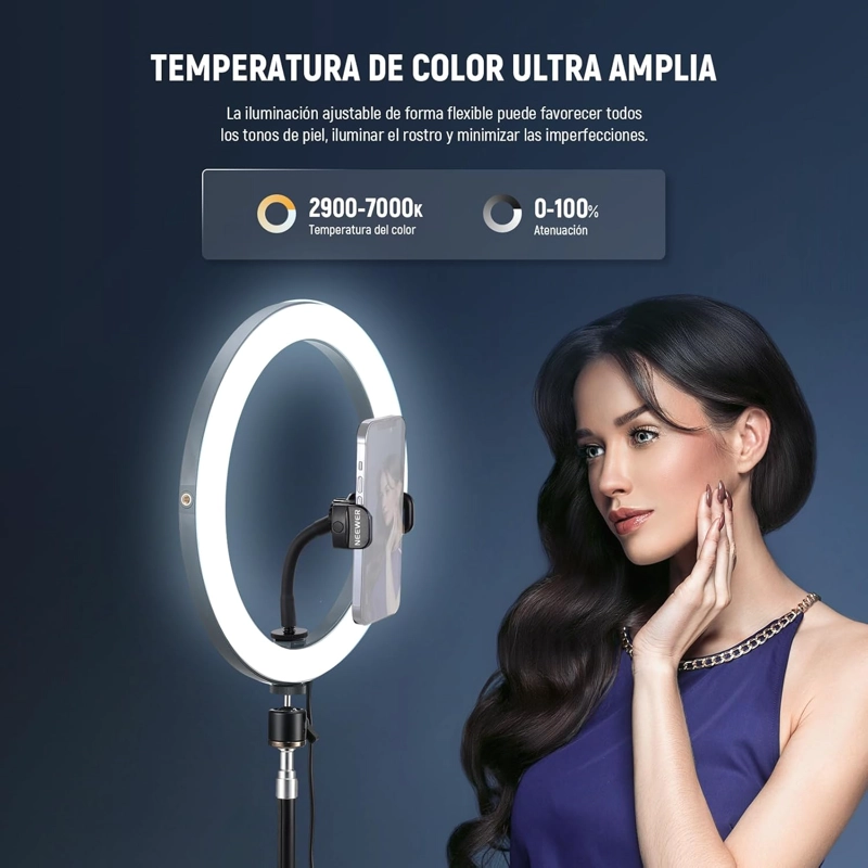 ANILLO DE LUZ LED NEEWER RH12B DE 30,5 CM CON SOPORTE DE 180 CM - 2