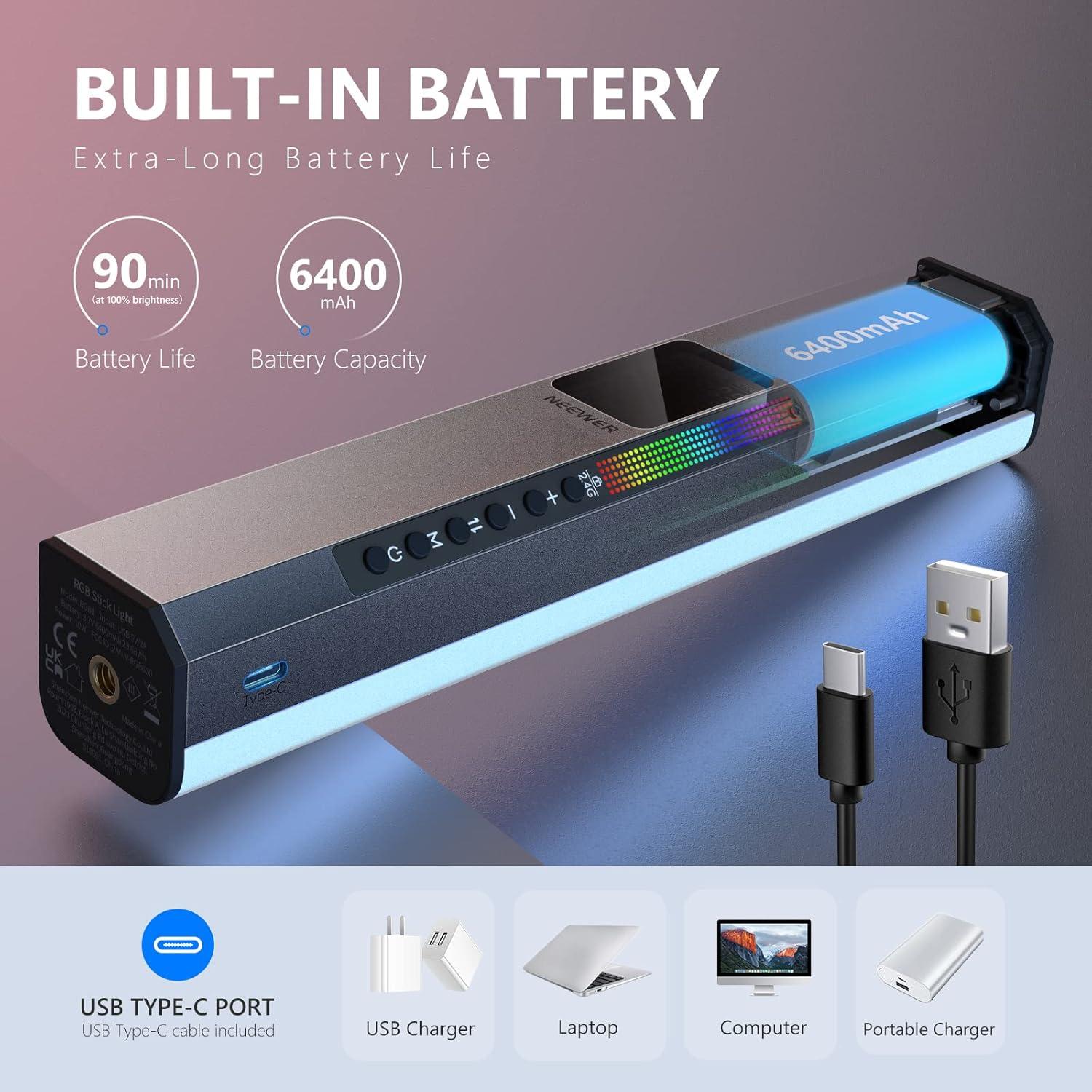 BARRA LED RGB NEEWER RGB1 MAGNE TICA Y PORTATIL - 5