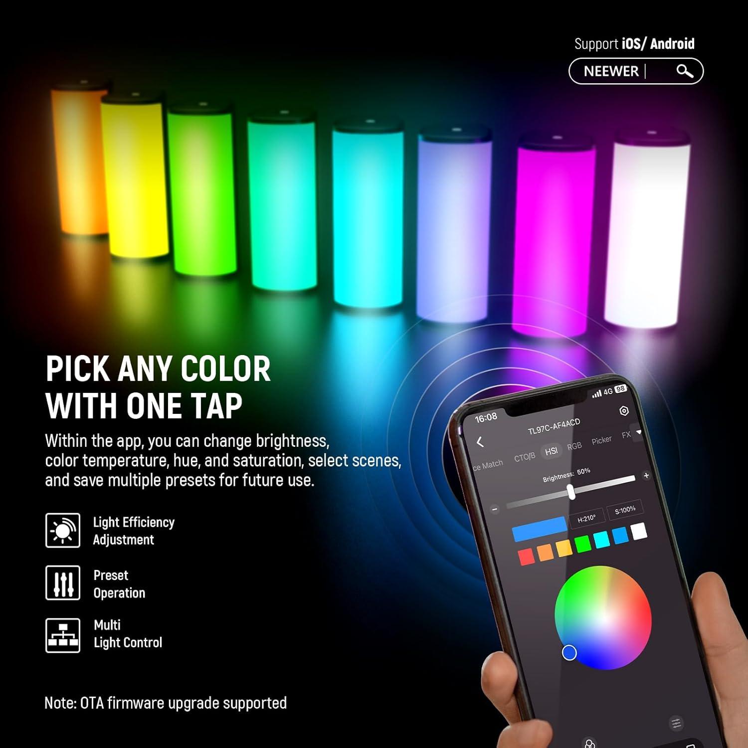 BARRA RGB MAGNE TICA NEEWER TL97C PORTATIL CON CONTROL APP - 4