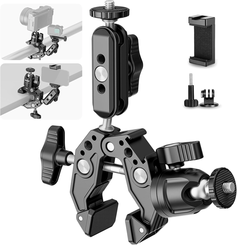 BRAZO MAGICO DOBLE NEEWER CON SUPER CLAMP Y CABEZAL BOLA