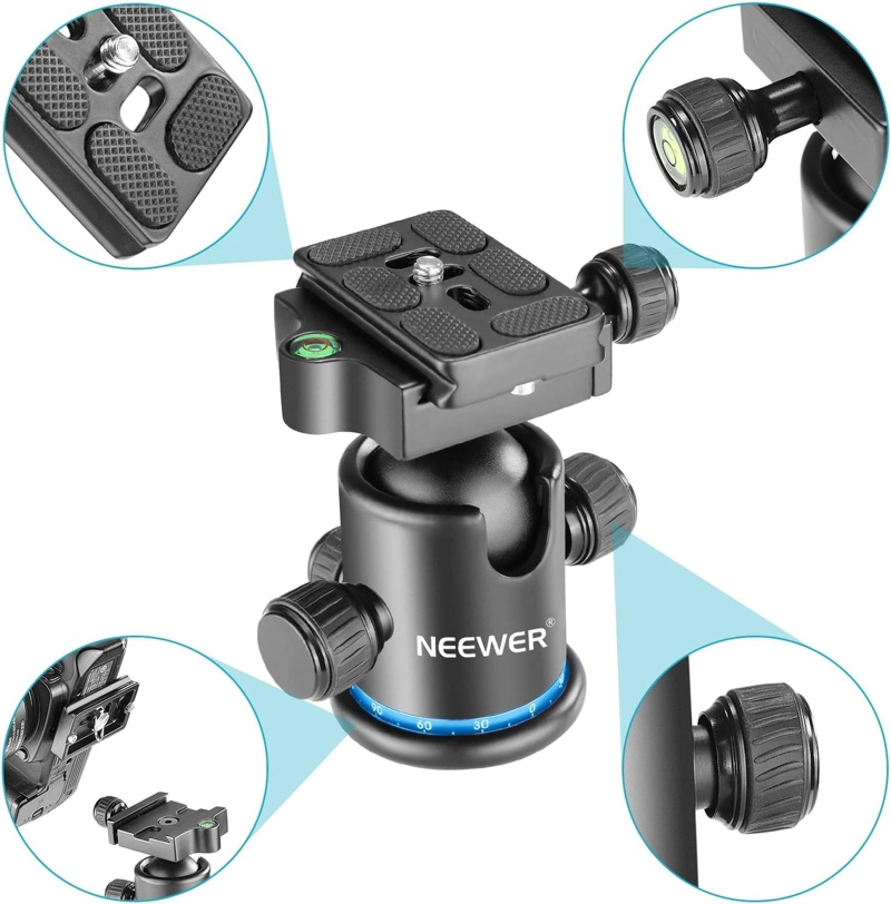 CABEZAL DE BOLA NEEWER ARCA CON PLACA QR AZUL Y NEGRO - 3