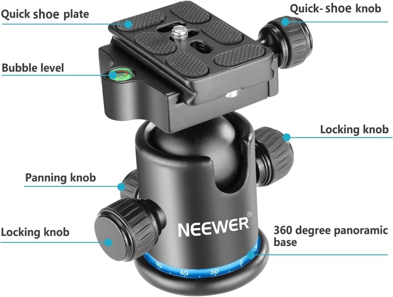 CABEZAL DE BOLA NEEWER ARCA CON PLACA QR AZUL Y NEGRO - 4