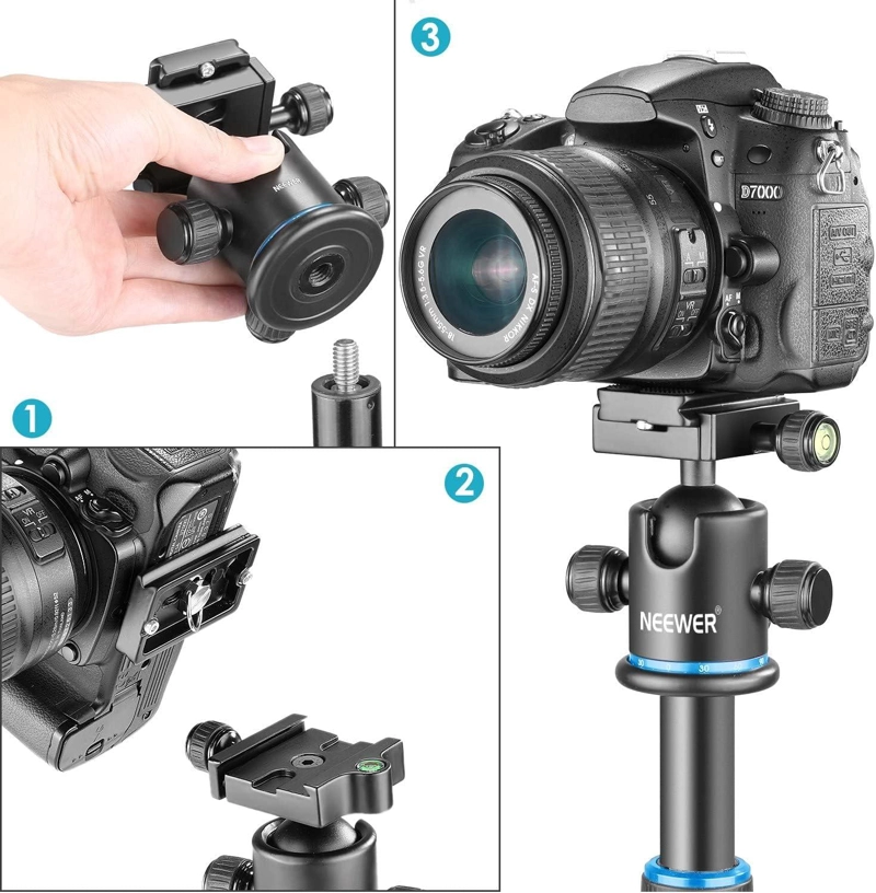 CABEZAL DE BOLA NEEWER ARCA CON PLACA QR AZUL Y NEGRO - 5