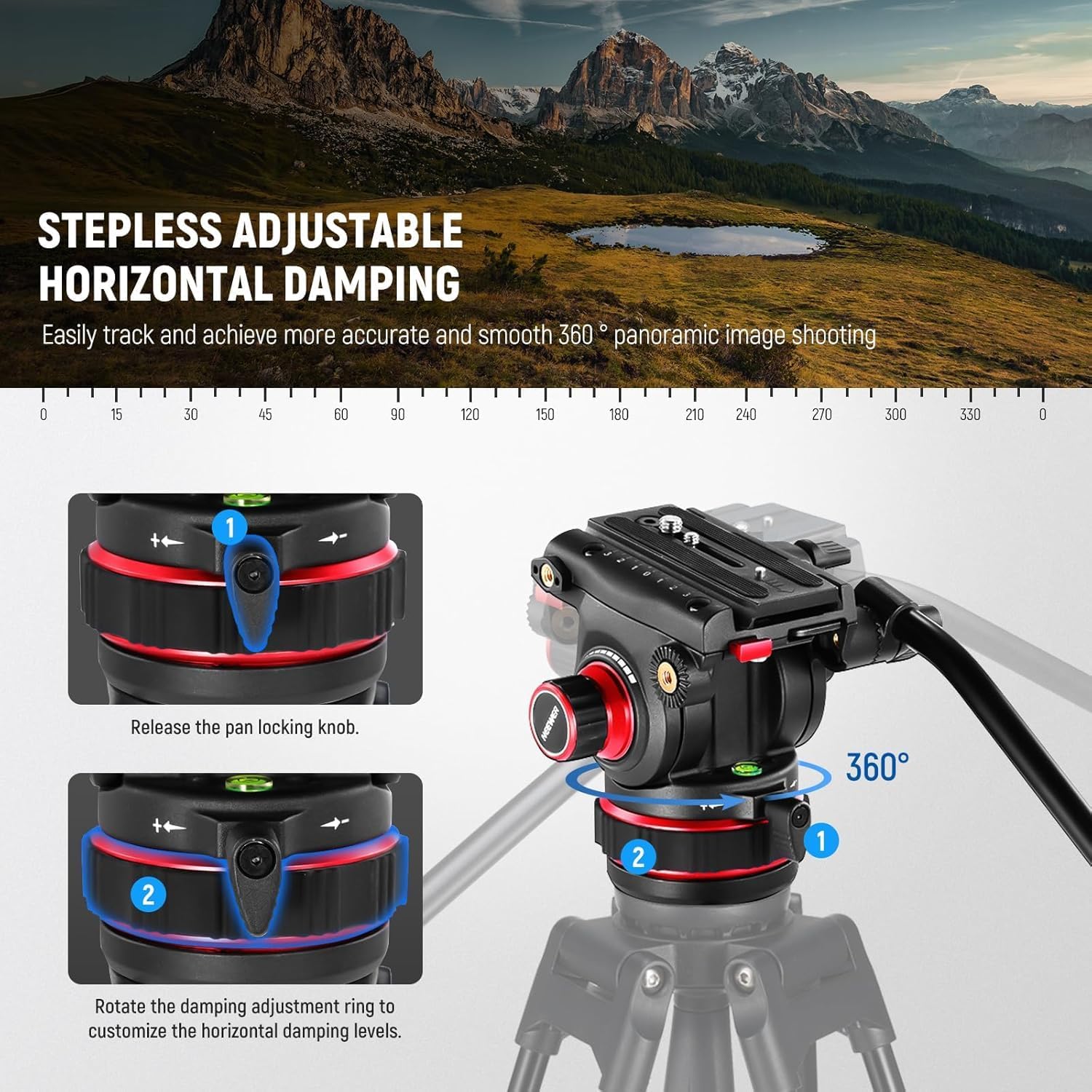 CABEZAL FLUIDO PARA TRIPODE DE VIDEO NEEWER GM006 - 5