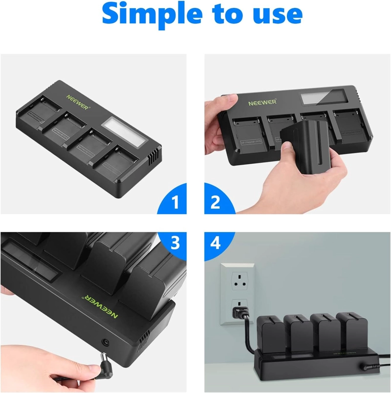 CARGADOR 4 CANALES NEEWER PARA BATERIAS SONY NP-F - 2
