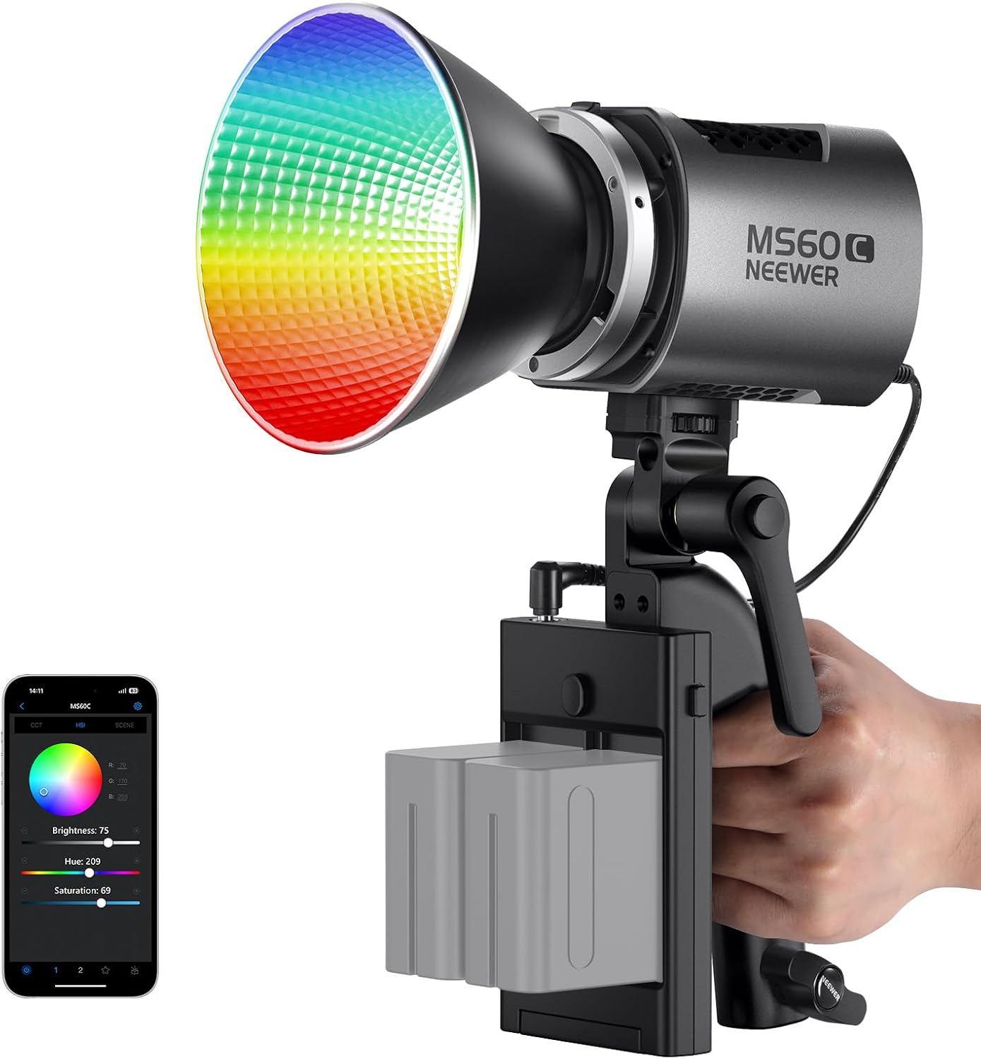 FOCO DE MANO CON LUZ LED RGB PARA VIDEO NEEWER MS60C - 1