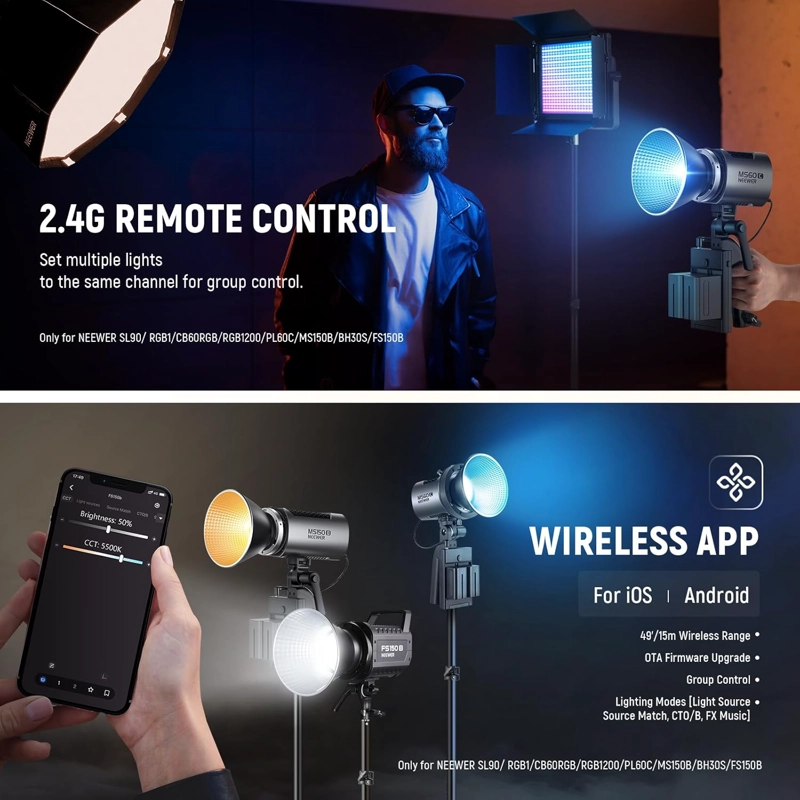 FOCO DE MANO CON LUZ LED RGB PARA VIDEO NEEWER MS60C - 3