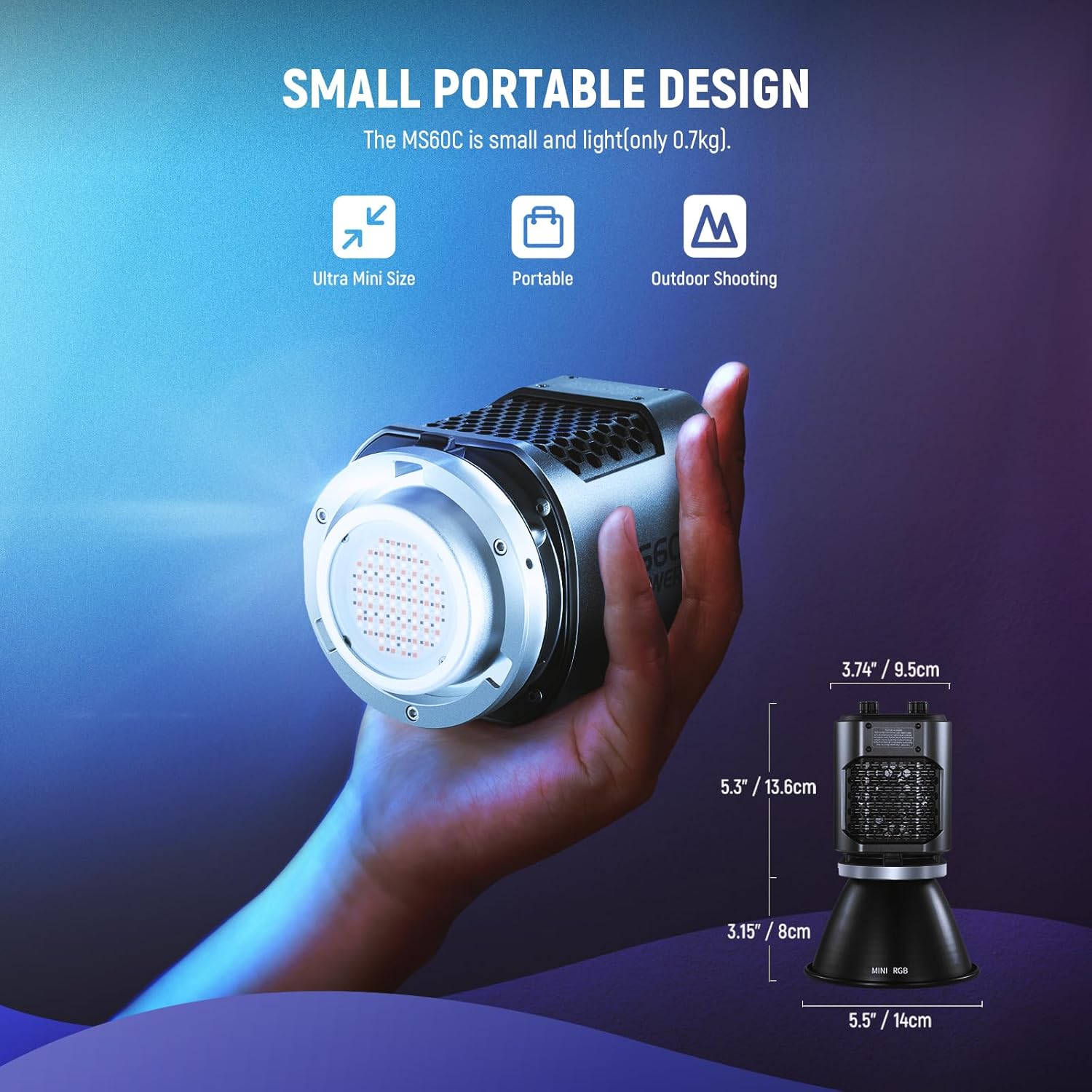 FOCO DE MANO CON LUZ LED RGB PARA VIDEO NEEWER MS60C - 5