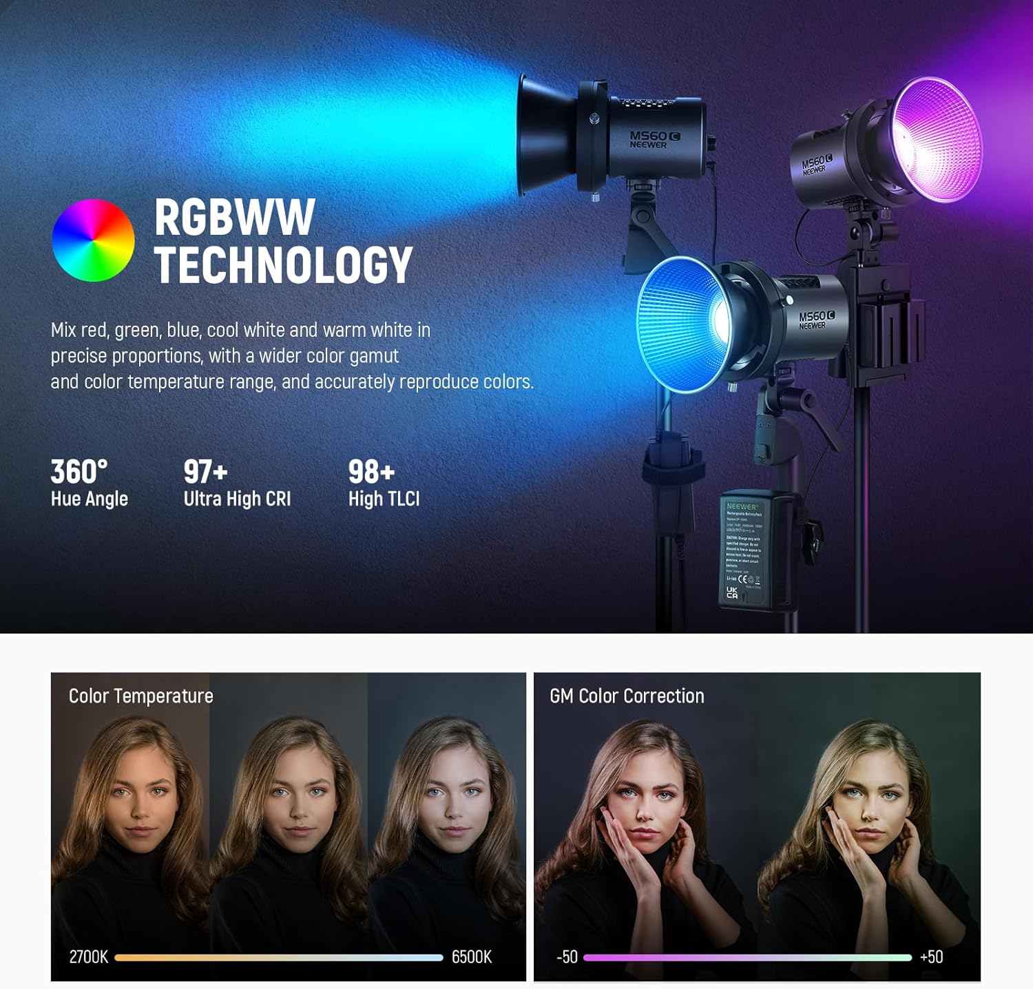 FOCO DE MANO CON LUZ LED RGB PARA VIDEO NEEWER MS60C - 7