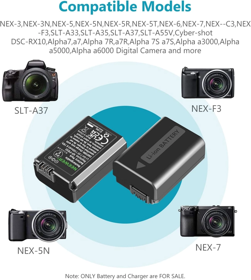KIT CARGADOR DUAL Y BATERIAS NEEWER NP-FW50 1100MAH SONY - 6
