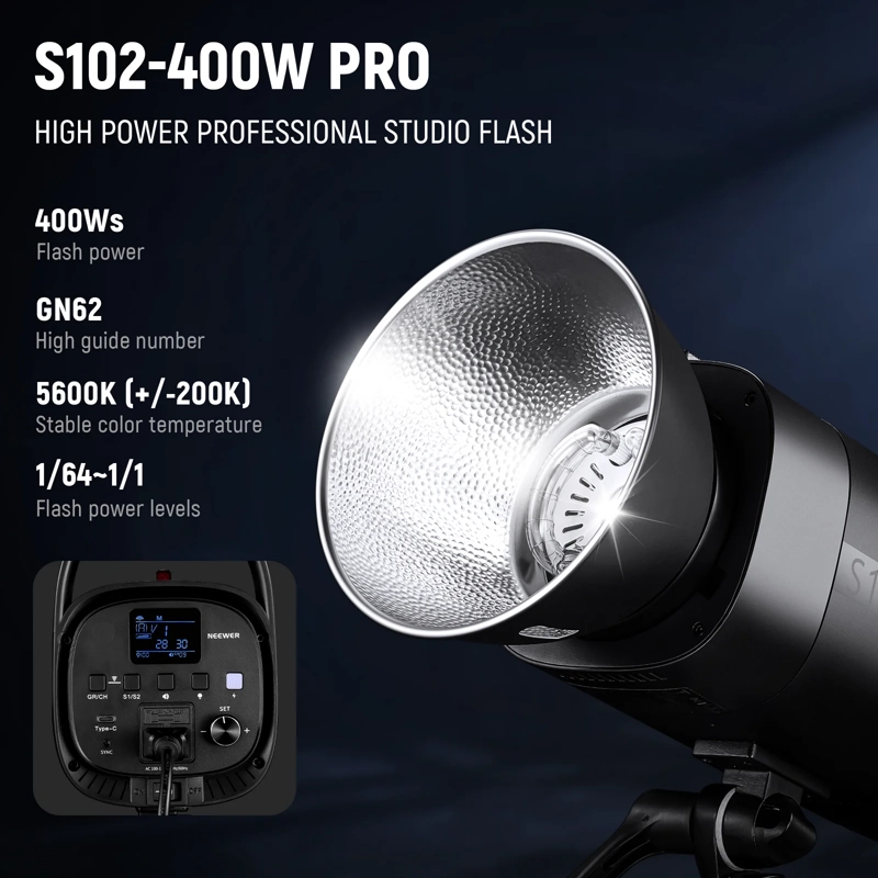 KIT DE FLASH MONOLIGHT DE ESTUDIO NEEWER S102-400W - 2