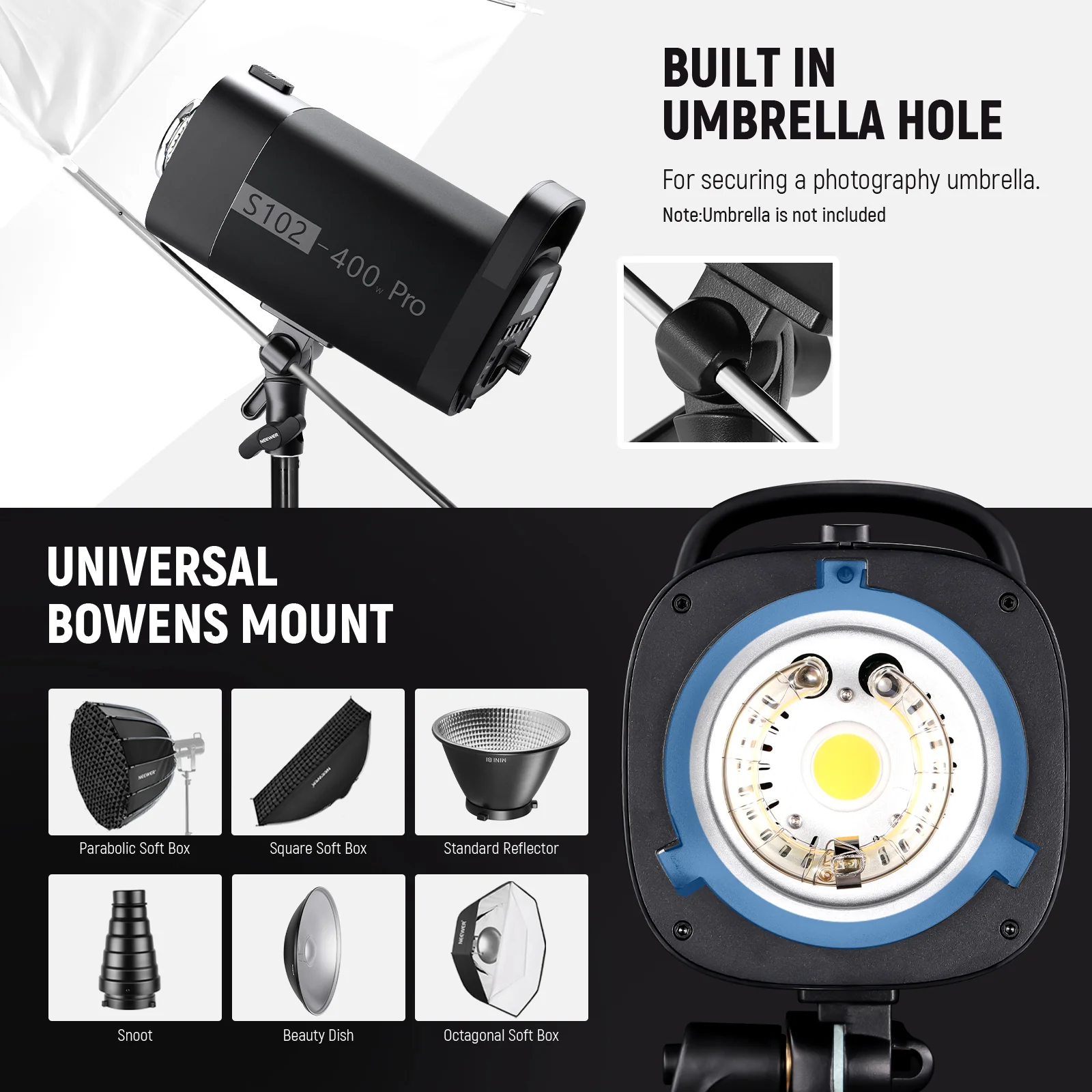 KIT DE FLASH MONOLIGHT DE ESTUDIO NEEWER S102-400W - 7