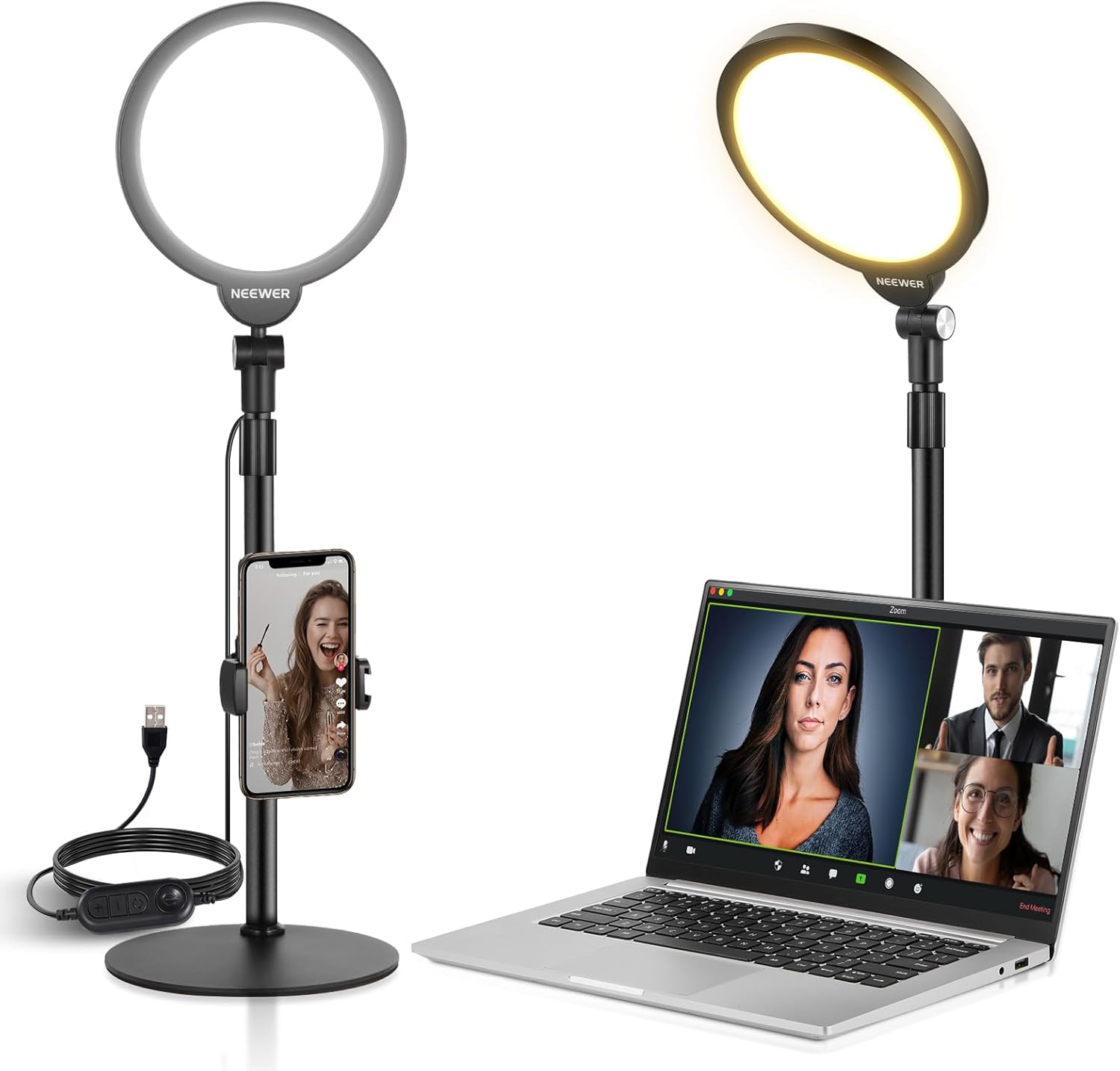 KIT DE LUZ SELFIE NEEWER R06 DE 17,8 CM PARA TELE FONOS - 1
