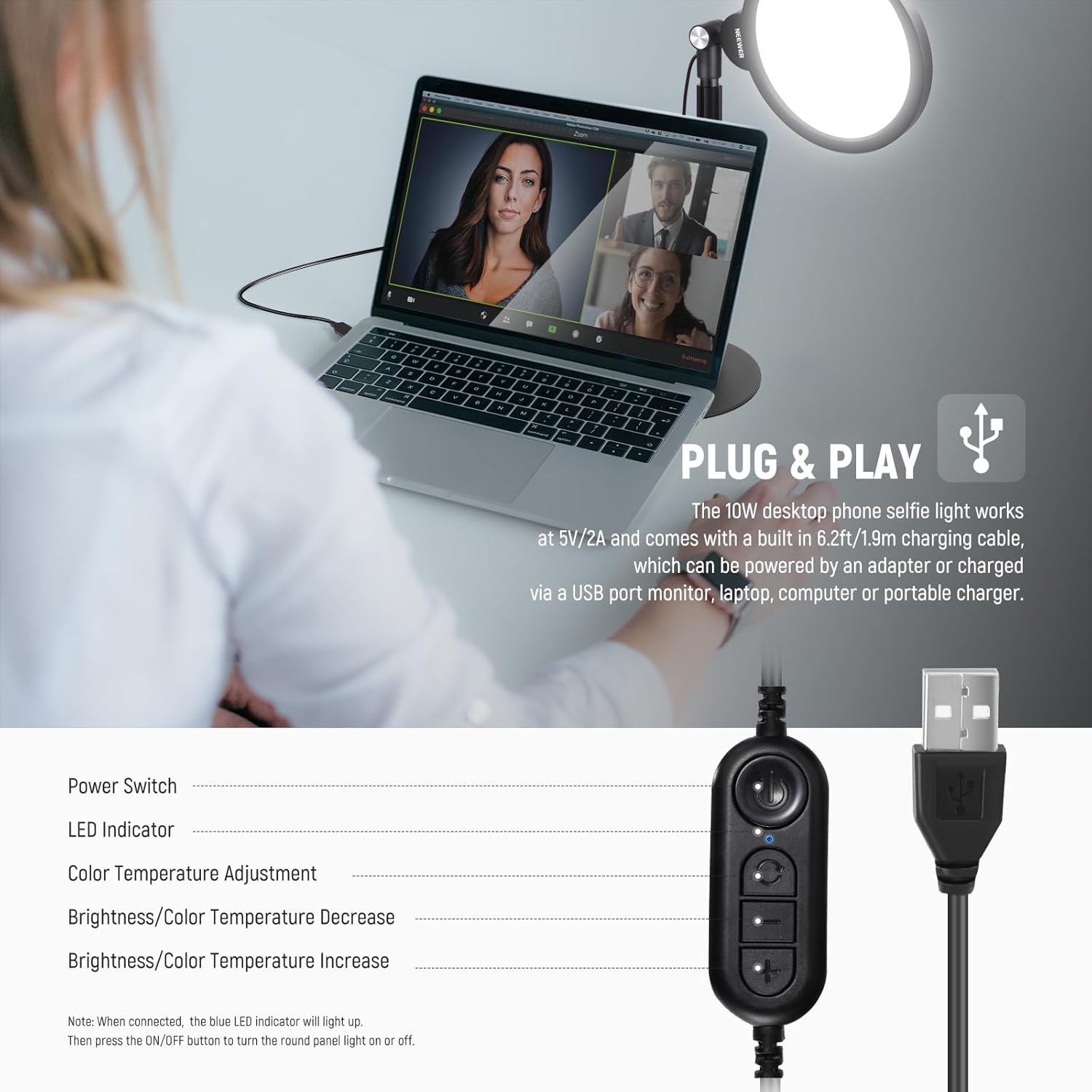 KIT DE LUZ SELFIE NEEWER R06 DE 17,8 CM PARA TELE FONOS - 5