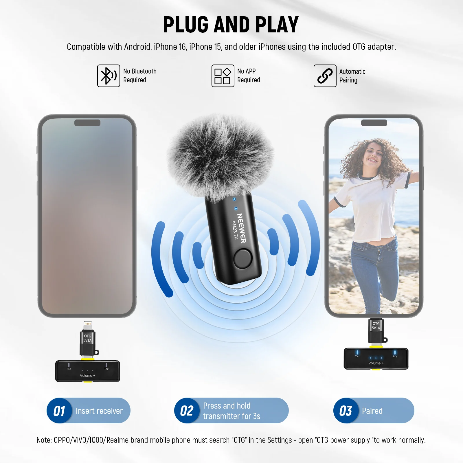 KIT DE MICROFONO INALAMBRICO NEEWER KM23 DE SOLAPA - 3
