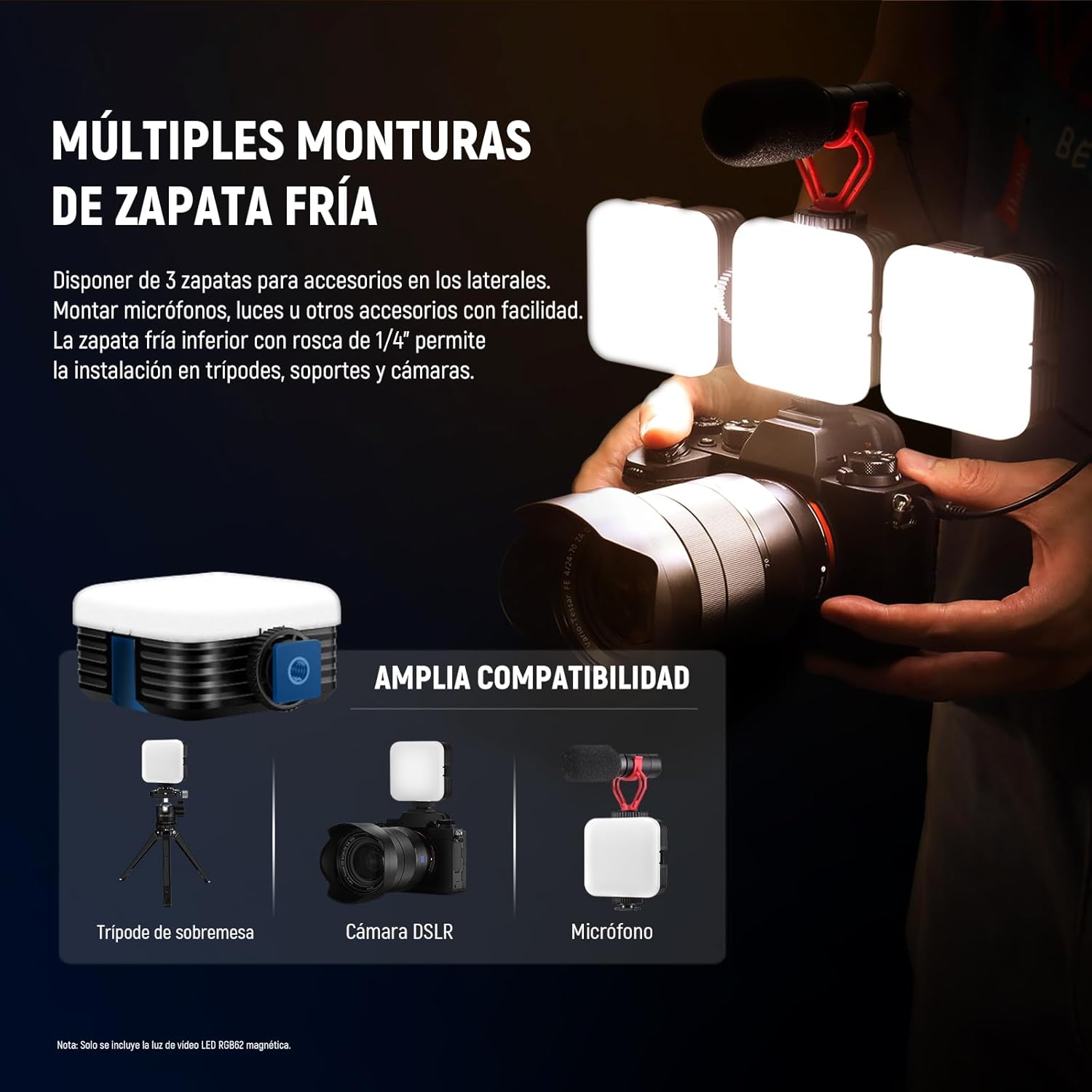 KIT DE LUZ DE VIDEO RGB NEEWER RGB62 CON CONTROL POR APP - 6