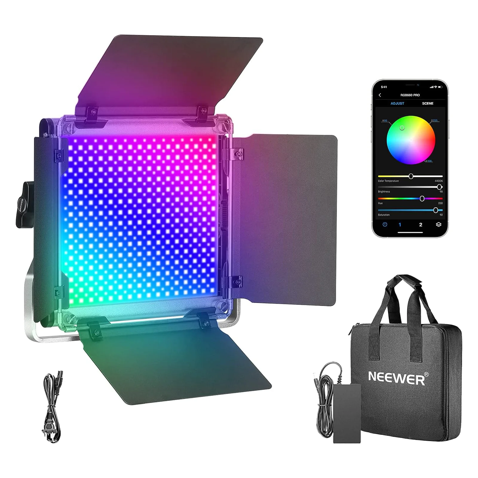 LUZ LED RGB NEEWER 660 PRO DE 50W CON CONTROL POR APP - 1