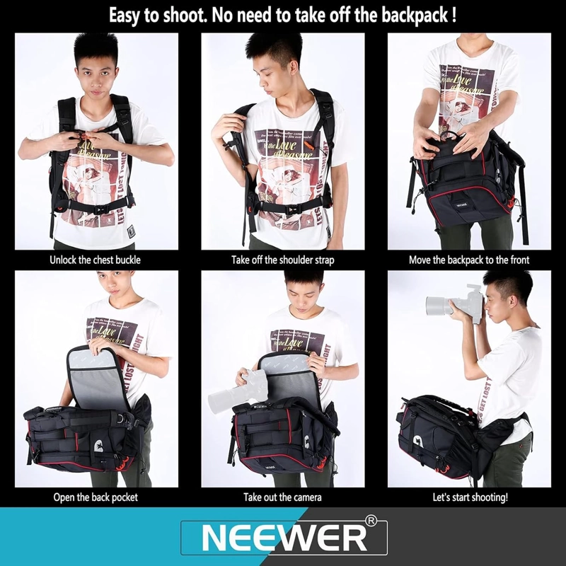 MOCHILA NEEWER 30L NEGRA PARA CAMARA Y DRON - 4
