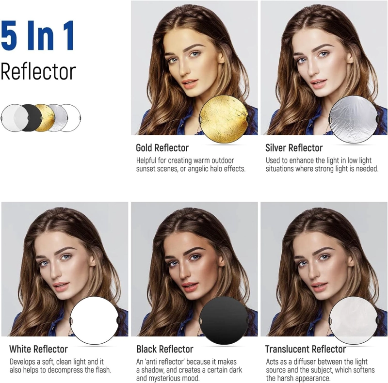 REFLECTOR NEEWER 5 EN 1 PLEGABLE DE 80 CM CON ASAS - 5