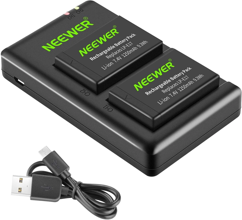 SET 2 BATERIAS LP-E17 Y CARGADOR USB NEEWER PARA CANON - 1