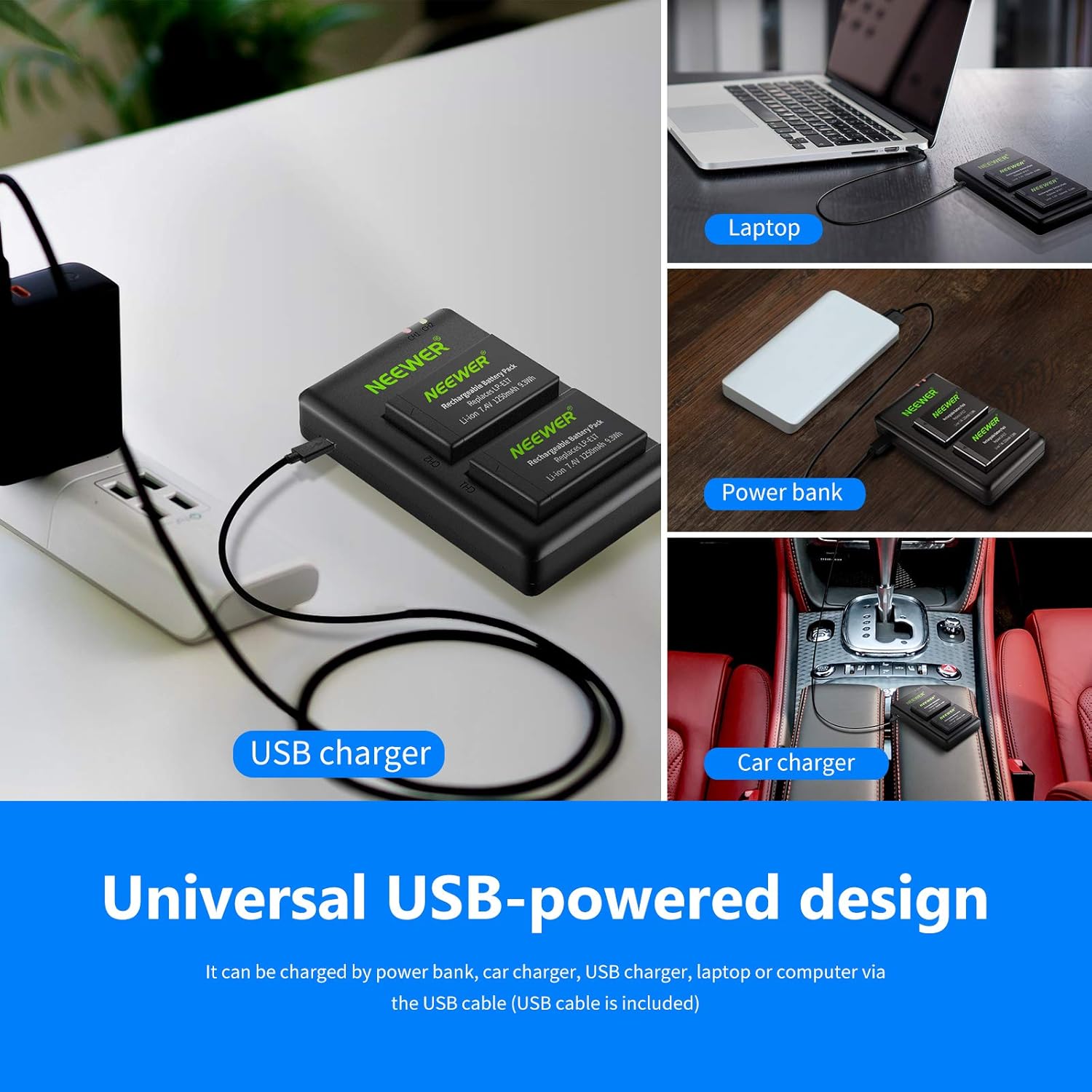SET 2 BATERIAS LP-E17 Y CARGADOR USB NEEWER PARA CANON - 2