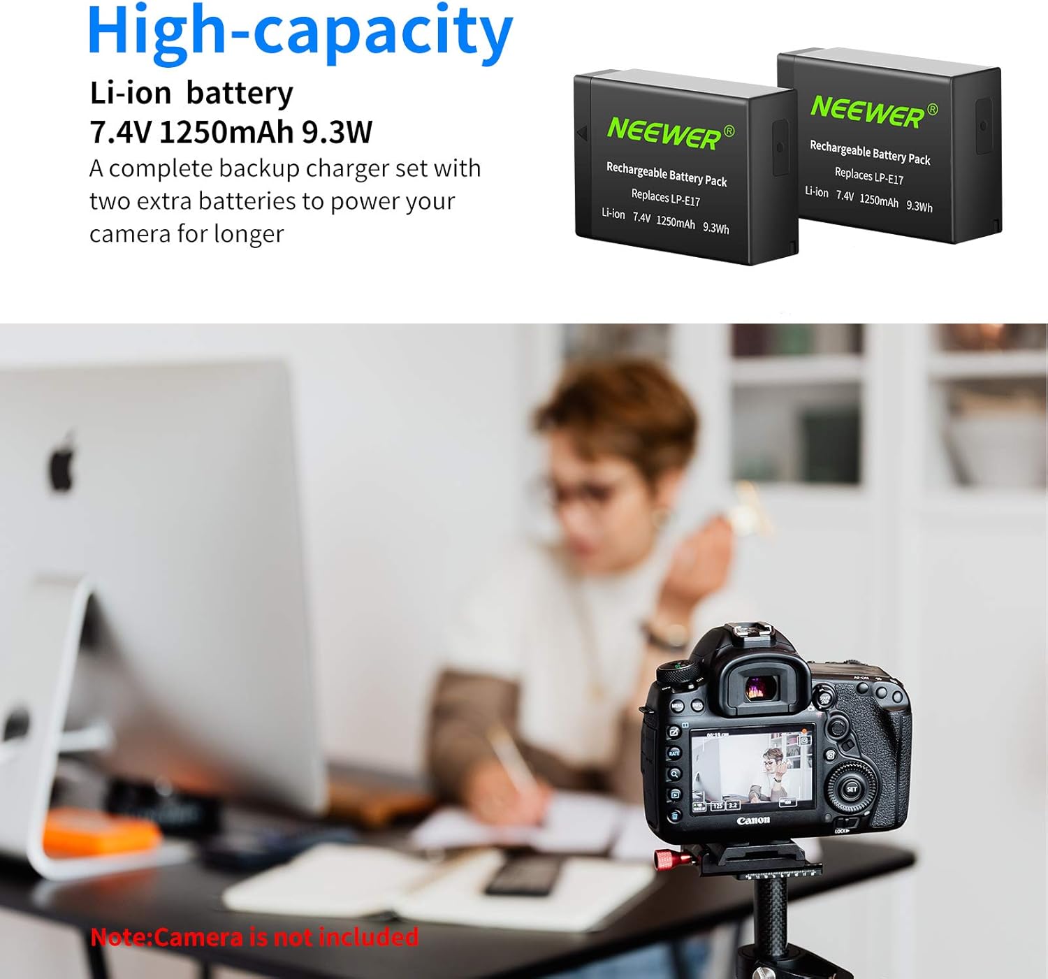 SET 2 BATERIAS LP-E17 Y CARGADOR USB NEEWER PARA CANON - 4