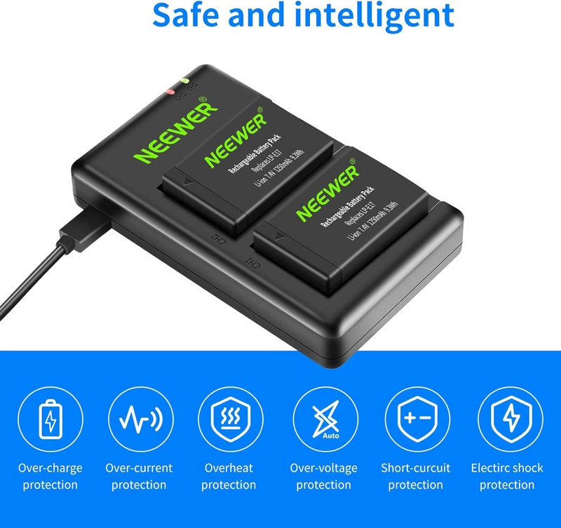 SET 2 BATERIAS LP-E17 Y CARGADOR USB NEEWER PARA CANON - 6