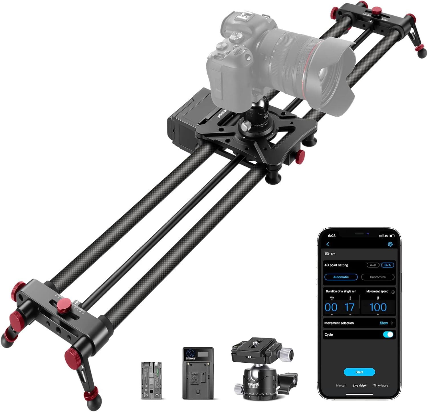SLIDER MOTORIZADO NEEWER ER1 DE FIBRA DE CARBONO 100 CM - 1