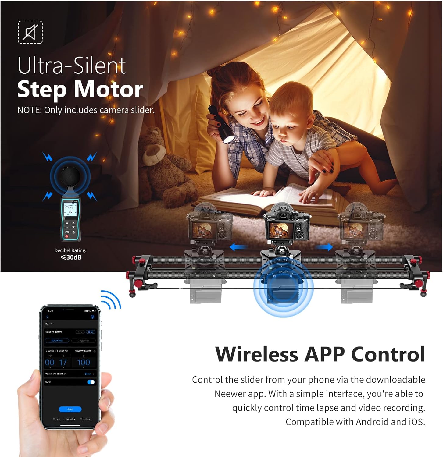 SLIDER MOTORIZADO NEEWER ER1 DE FIBRA DE CARBONO 100 CM - 3