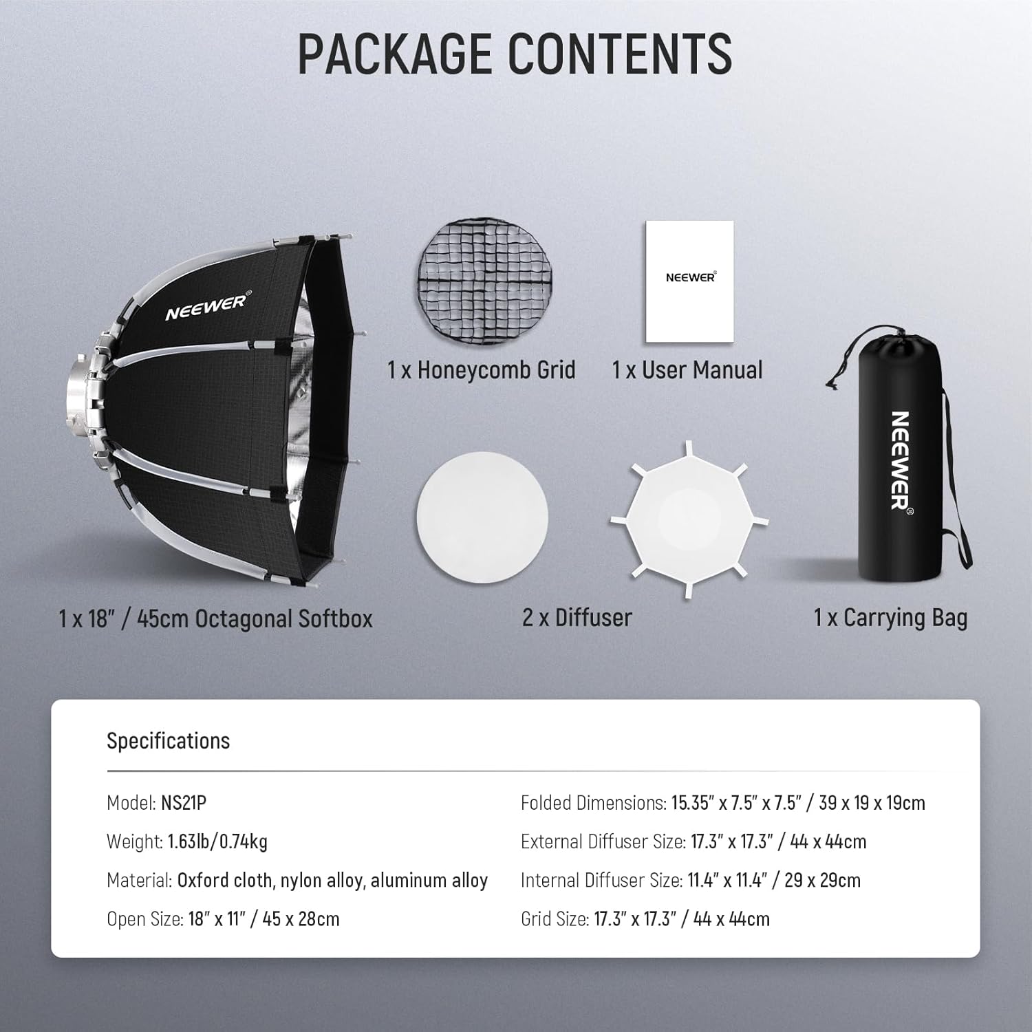 SOFTBOX NEEWER OCTAGONAL DE 45 CM CON MONTURA BOWENS - 7