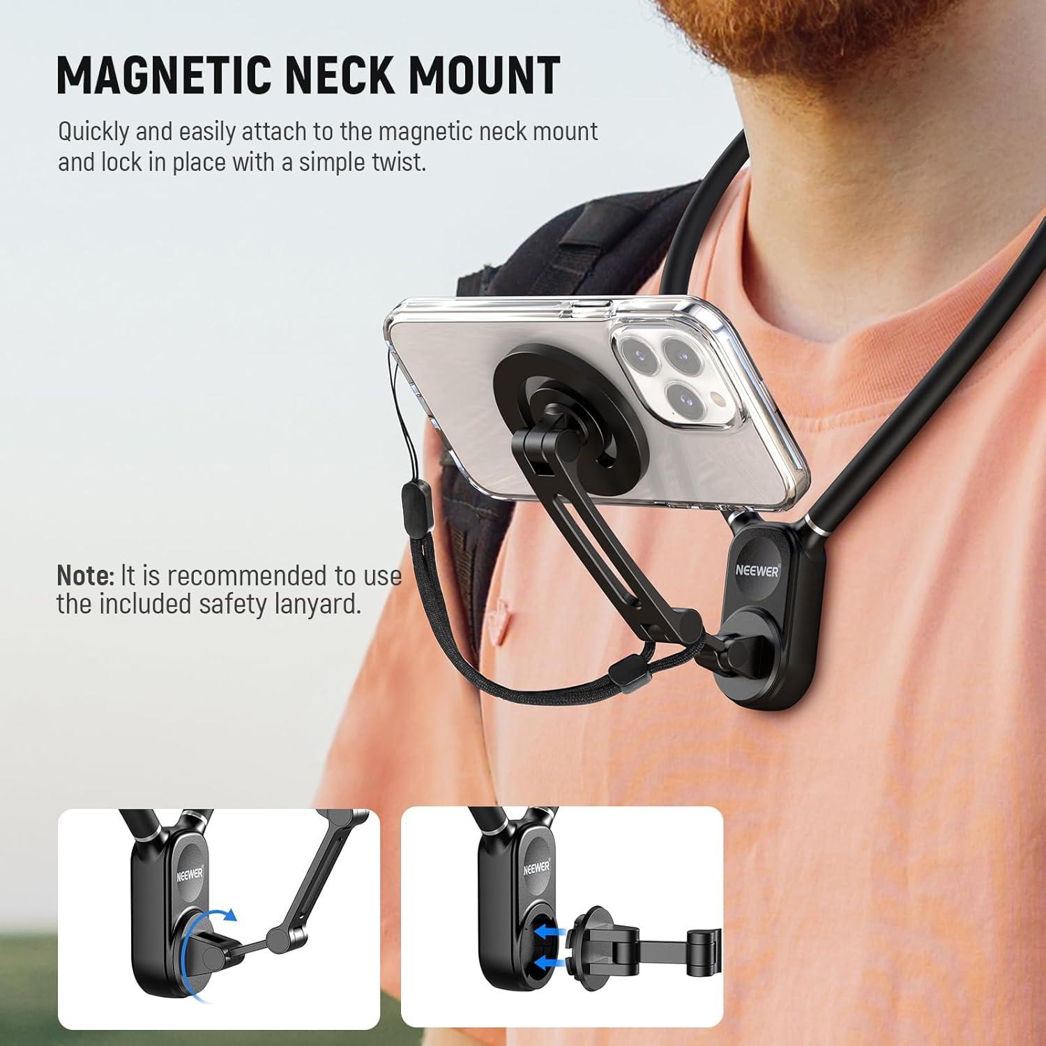 SOPORTE CUELLO NECK NEEWER GP-16 MAGNE TICO PARA TELE FONO/GOPRO - 3