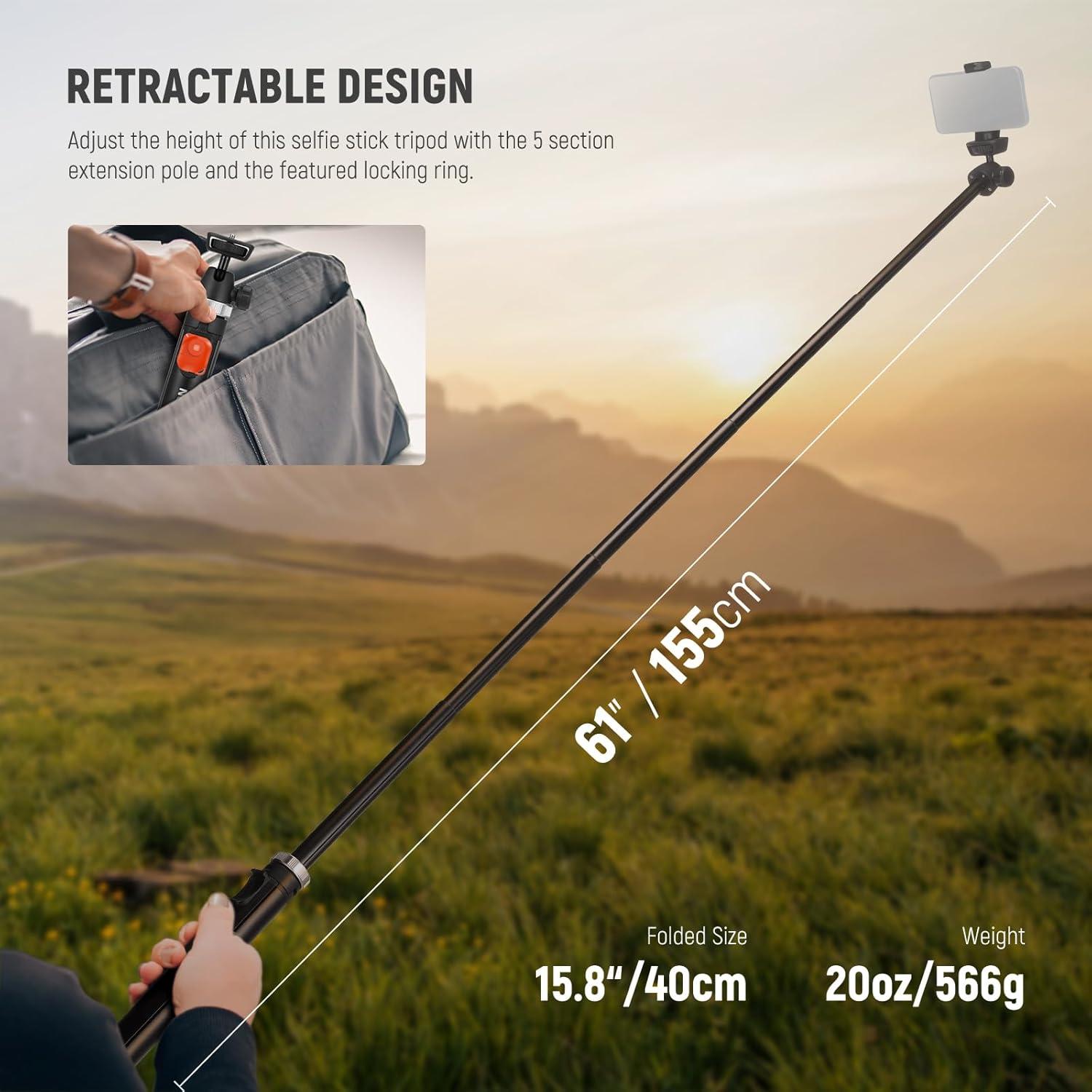TRIPODE DE VIAJE NEEWER TS05 160 CM PARA TELE FONO Y CAMARA - 3