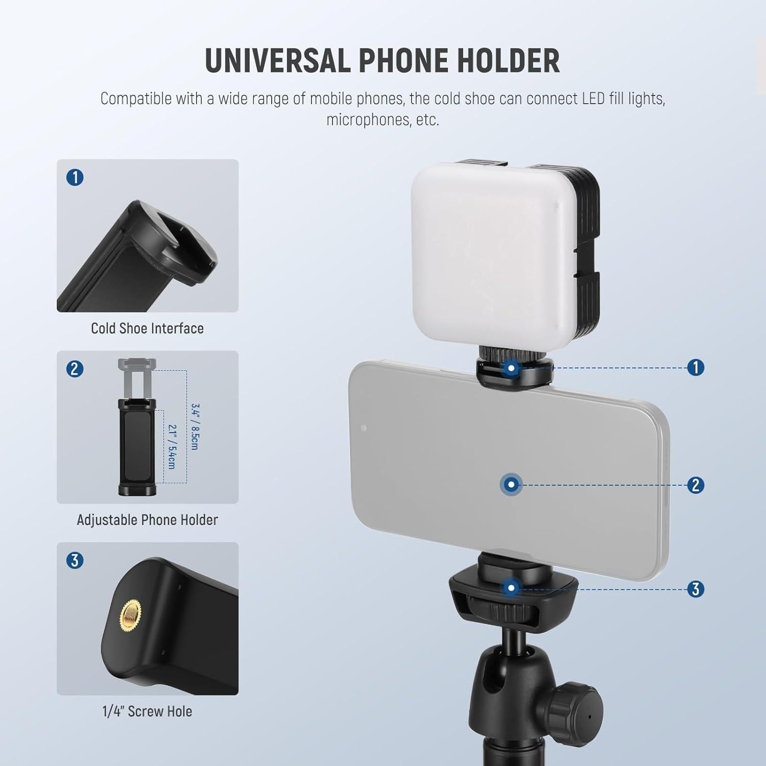 TRIPODE DE VIAJE NEEWER TS05 160 CM PARA TELE FONO Y CAMARA - 5