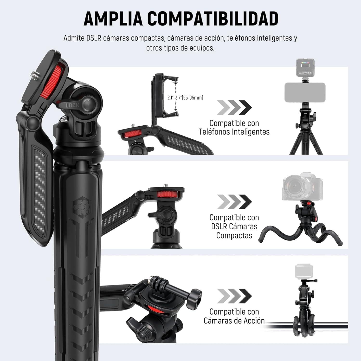 TRIPODE FLEXIBLE NEEWER TP36 CON BOLA Y CONTROL REMOTO - 5