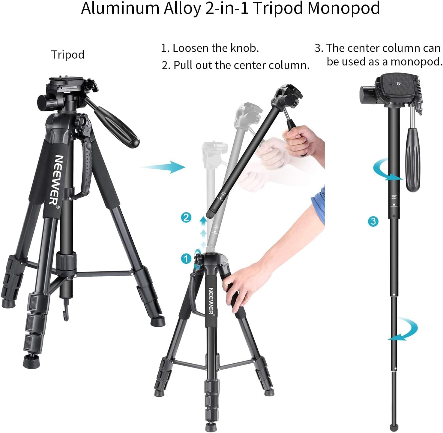 TRIPODE MONOPOD NEEWER 177 CM ALEACION ALUMINIO PARA CAMARAS - 7