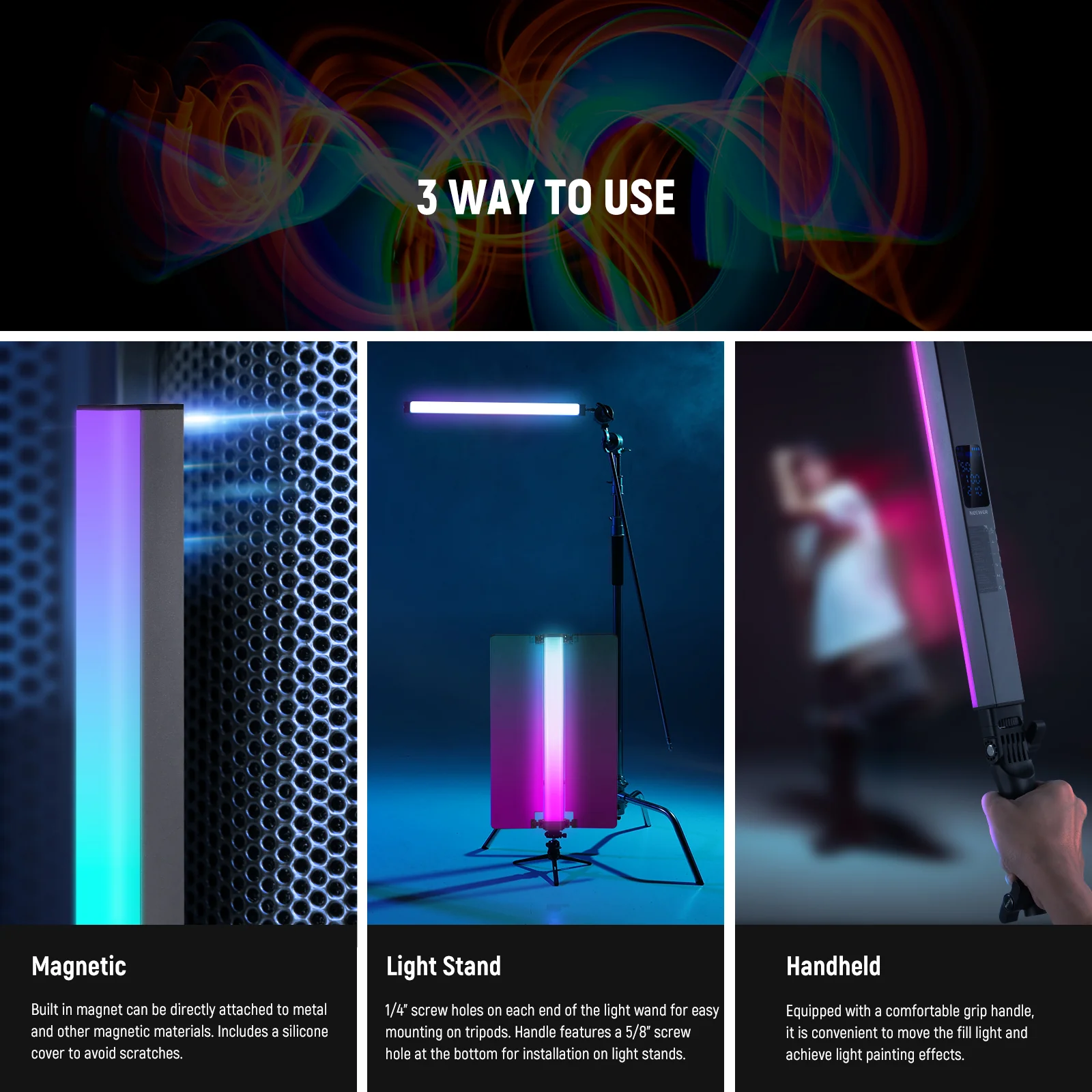 TUBO DE LUZ LED NEEWER RGB2 DE 40 CM CON PUERTA DE CORTE METALICA - 5