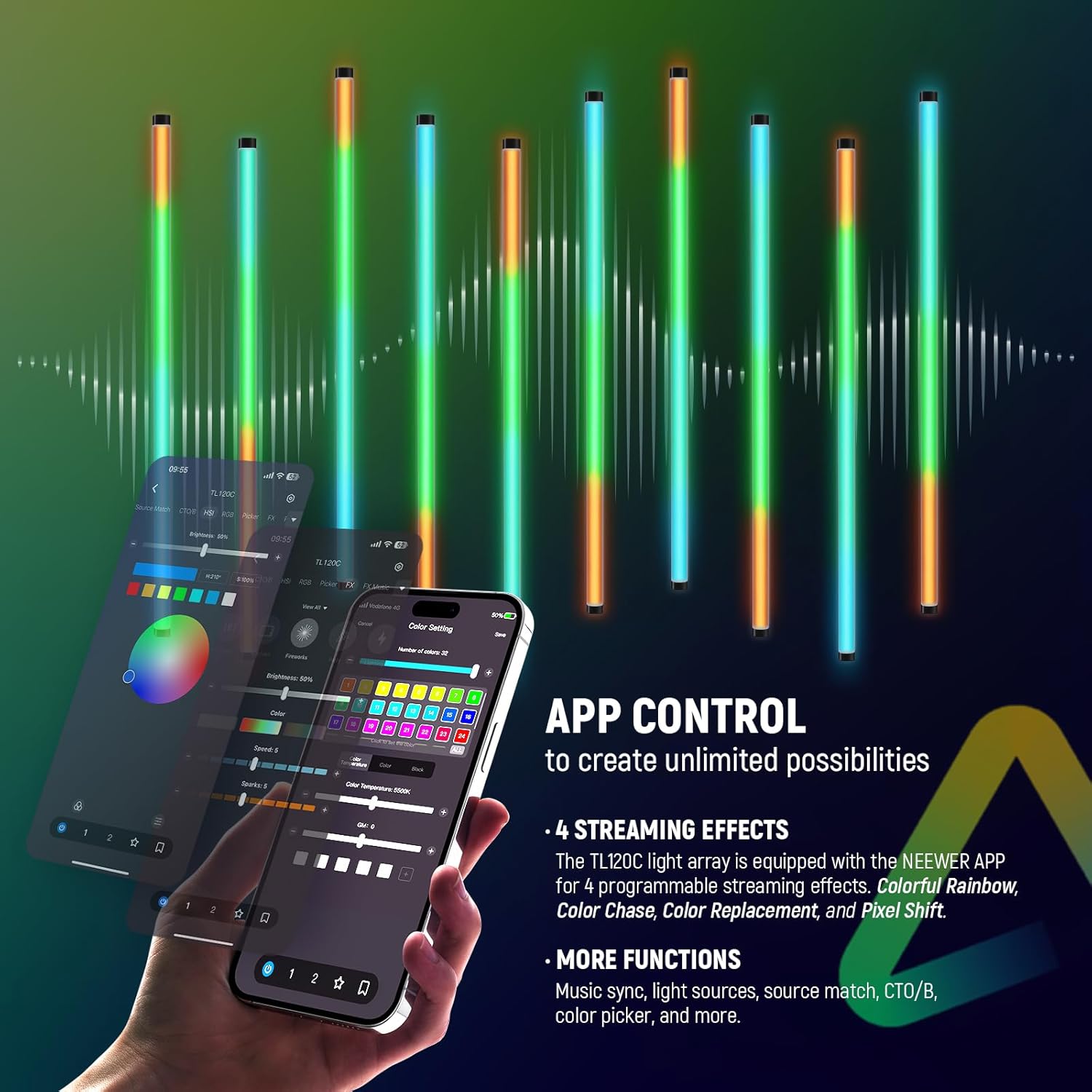 TUBO DE LUZ RGB NEEWER TL120C 120 CM CON CONTROL POR APLICACION - 5
