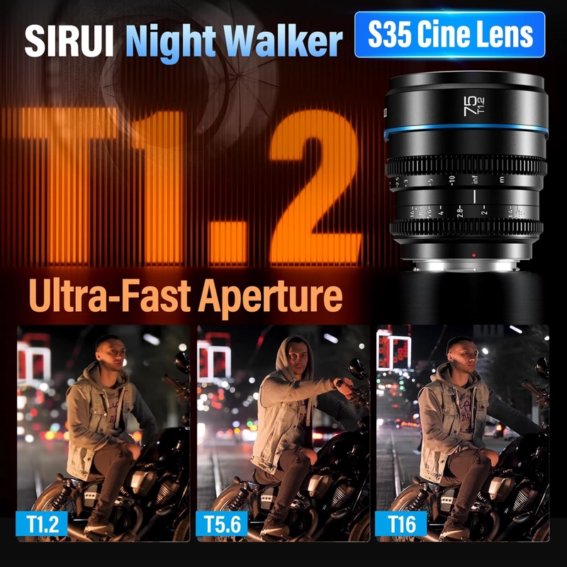 LENTE CINE SIRUI NIGHT WALKER 75 MM NEGRO CON MONTURA 4/3 - 3