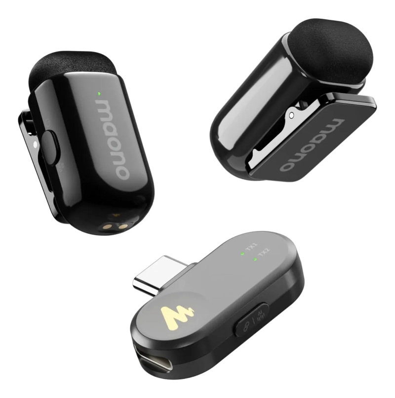 MICROFONO LAVALIER MAONO WAVE T1 MINI DOBLE USB-C - 1